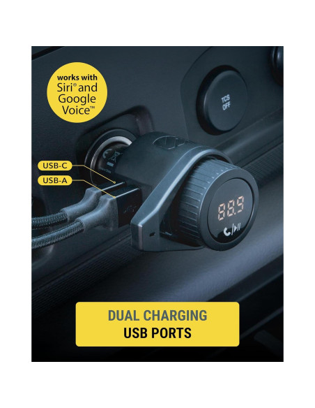 Transmisor FM Bluetooth Scosche BTFM9 para coche, carga USB-C