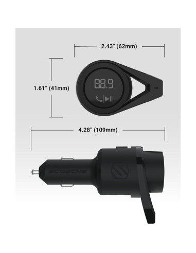 Transmisor FM Bluetooth Scosche BTFM9 para coche, carga USB-C