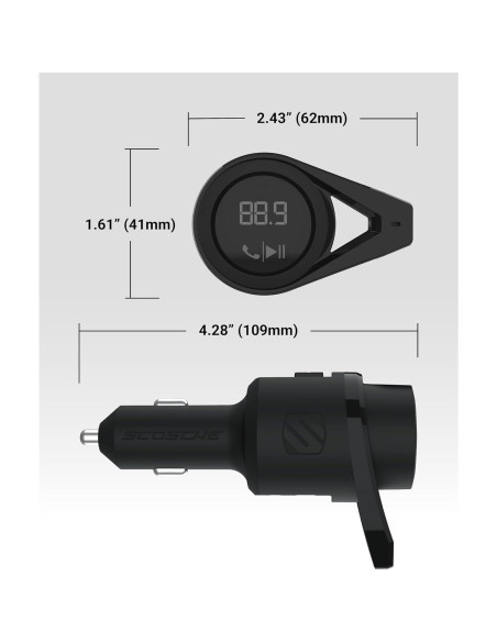 Transmisor FM Bluetooth Scosche BTFM9 para coche, carga USB-C