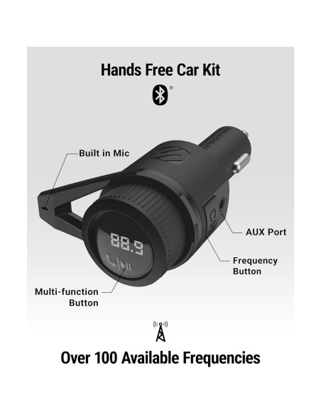 Transmisor FM Bluetooth Scosche BTFM9 para coche, carga USB-C