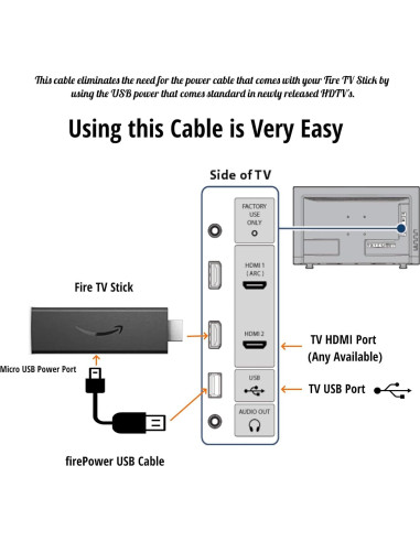 Cable de carga USB ienza para Fire TV Stick 21.6 cm