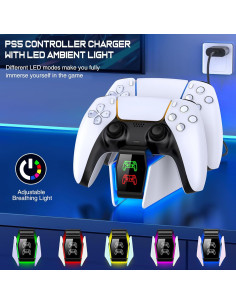 Estación de Carga Doble PS5 Svetaecho con Luz LED RGB 2