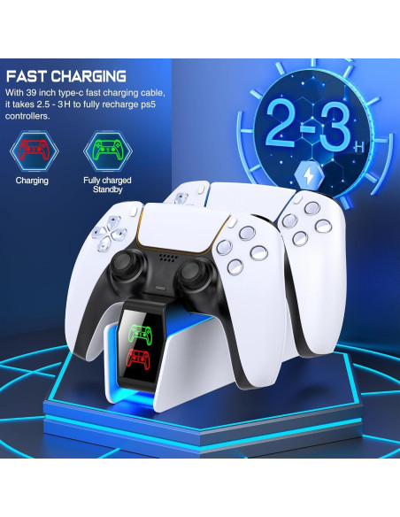 Estación de Carga Doble PS5 Svetaecho con Luz LED RGB Estación de Carga Doble PS5 Svetaecho con Luz LED RGB