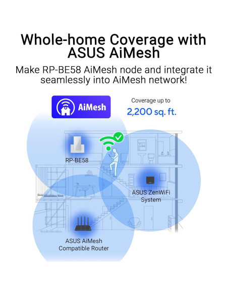 Extensor de Rango WiFi 7 ASUS RP-BE58 3600 Mbps Doble Banda Extensor de Rango WiFi 7 ASUS RP-BE58 3600 Mbps Doble Banda