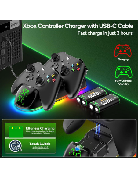 Estación de Carga OIVO para Controlador Xbox con 2 Baterías