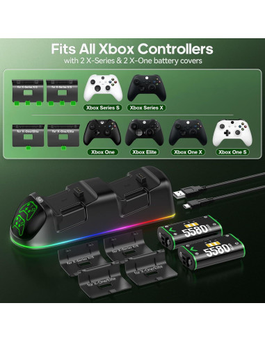 Estación de Carga OIVO para Controlador Xbox con 2 Baterías