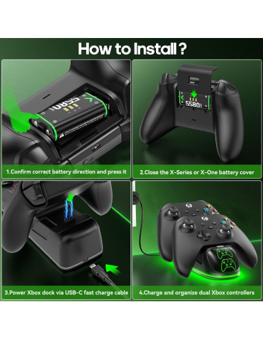 Estación de Carga OIVO para Controlador Xbox con 2 Baterías