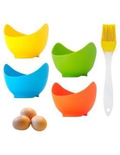 Paquete de 4 Poach Eggs YOLCAR Silicona Libre BPA 8.89 cm