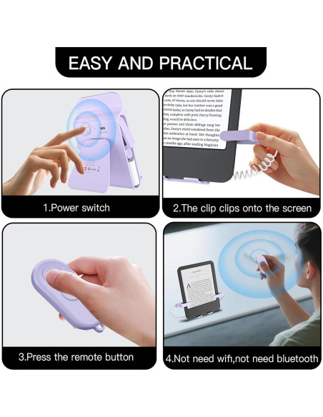 Control Remoto Pasador de Página para Kindle y Soporte Púrpura