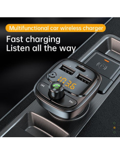 Transmisor FM Bluetooth 5.1 Cargador de Coche FCtianX 30W 2