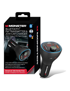 Transmisor FM Bluetooth Monster con Cargador USB 20W y Graves
