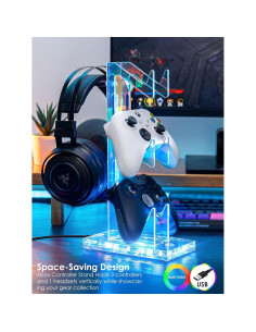 Soporte para Auriculares y Controladores OAPRIRE Acrílico 3 Niveles Luz 2