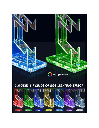 Soporte para Auriculares y Controladores OAPRIRE Acrílico 3 Niveles Luz