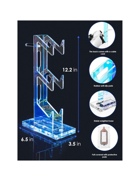Soporte para Auriculares y Controladores OAPRIRE Acrílico 3 Niveles Luz