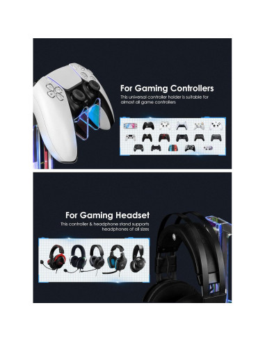 Soporte para Auriculares y Controladores OAPRIRE Acrílico 3 Niveles Luz