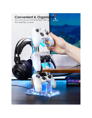 Soporte para Auriculares y Controladores OAPRIRE Acrílico 3 Niveles Luz