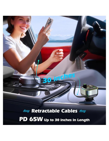 Adaptador Bluetooth 5.4 LIHAN para Coche con Cargador USB C 65W