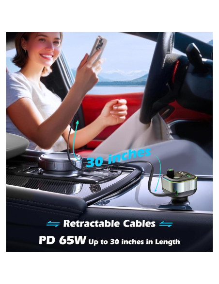 Adaptador Bluetooth 5.4 LIHAN para Coche con Cargador USB C 65W