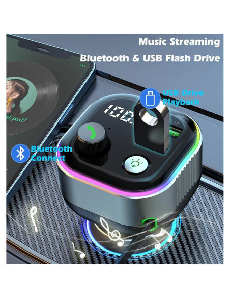 Adaptador Bluetooth 5.4 LIHAN para Coche con Cargador USB C 65W