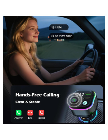 Adaptador Bluetooth 5.4 LIHAN para Coche con Cargador USB C 65W