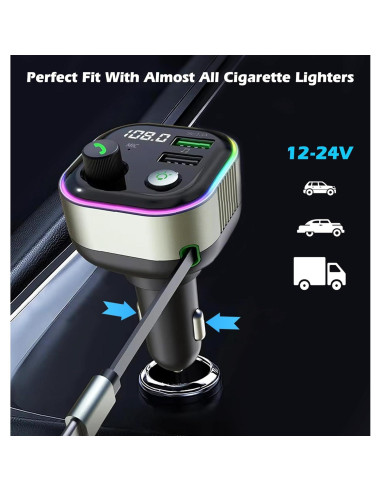 Adaptador Bluetooth 5.4 LIHAN para Coche con Cargador USB C 65W