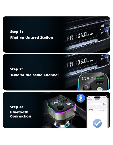 Adaptador Bluetooth 5.4 LIHAN para Coche con Cargador USB C 65W