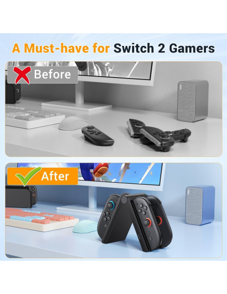 Cargador J-Con Younik 4 en 1 para Nintendo Switch 2 con USB-C