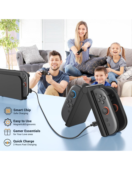 Cargador J-Con Younik 4 en 1 para Nintendo Switch 2 con USB-C