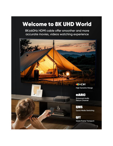 Cable HDMI 2.1 Capshi 9.14m 48Gbps 8K 4K@120Hz Trenzado