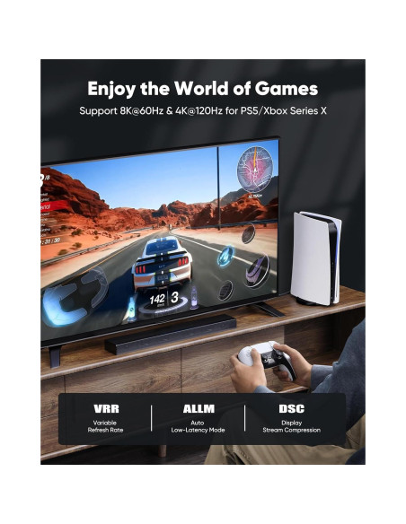 Cable HDMI 2.1 Capshi 9.14m 48Gbps 8K 4K@120Hz Trenzado