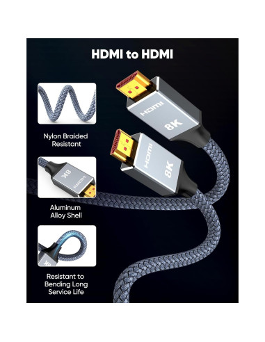 Cable HDMI 2.1 Capshi 9.14m 48Gbps 8K 4K@120Hz Trenzado