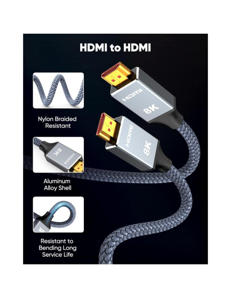 Cable HDMI 2.1 Capshi 9.14m 48Gbps 8K 4K@120Hz Trenzado