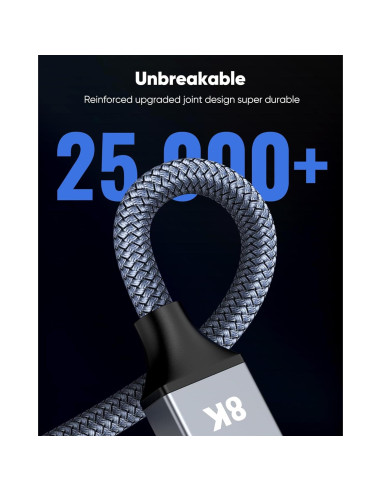 Cable HDMI 2.1 Capshi 9.14m 48Gbps 8K 4K@120Hz Trenzado