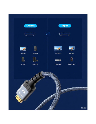Cable HDMI Kirei V Ultra Alta Velocidad 2M 48Gbps 8K 4K