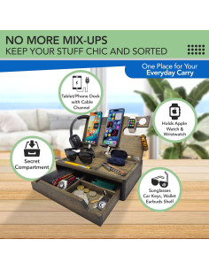 Organizador de Mesita de Noche EcoLeafy Dot - Carga y Almacenaje 2