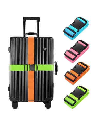 Correas de Equipaje BILIONE 4 Pcs 2 cm x 1.98 m Neón
