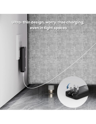 Cargador de pared USB-C 65W EFIIIAP Blanco, 2 Puertos