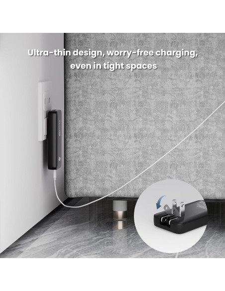 Cargador de pared USB-C 65W EFIIIAP Blanco, 2 Puertos