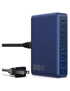 Cargador USB C 300W GaN 8 Puertos Rápido para Laptop
