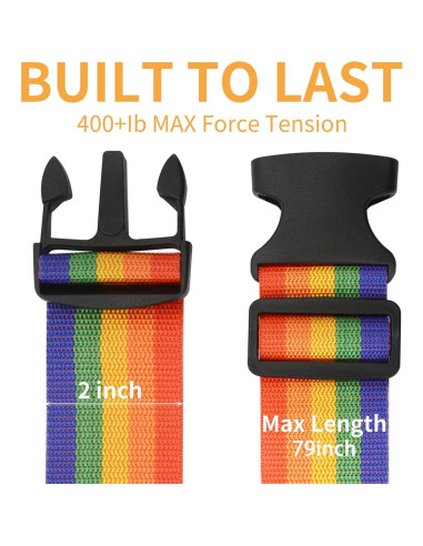 Correas de Equipaje BILIONE 4 Pcs 2 cm x 1.98 m Neón