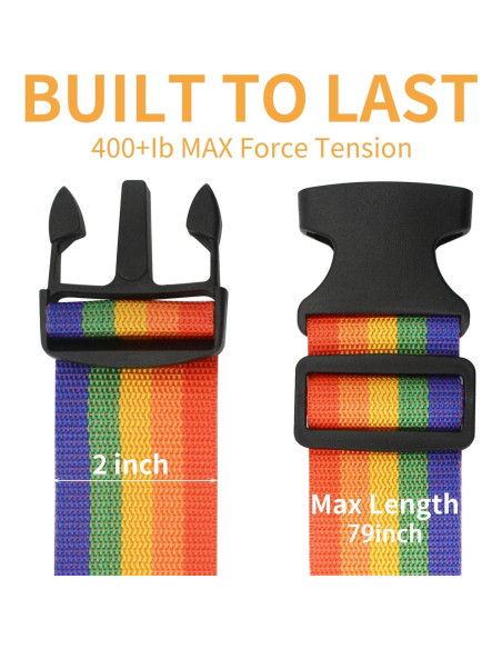 Correas de Equipaje BILIONE 4 Pcs 2 cm x 1.98 m Neón