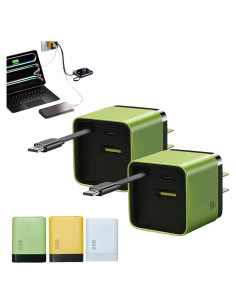Cargador 3 en 1 GaN ALBCREHK 80W Retráctil USB-C Verde
