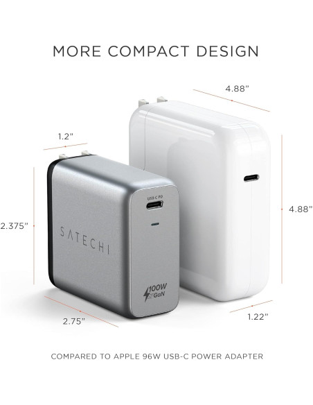 Cargador de pared USB-C PD Satechi 100W GaN - Compatible MacBook