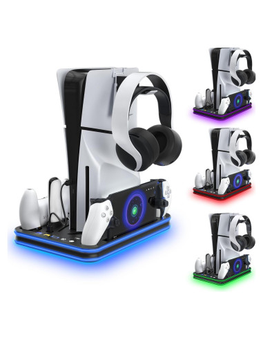 Estación de Carga y Enfriamiento PS5 WUXIDIXI con Dock RGB