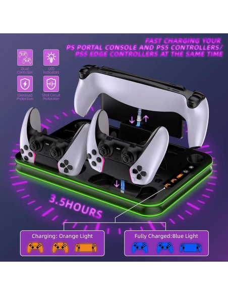 Estación de Carga y Enfriamiento PS5 WUXIDIXI con Dock RGB
