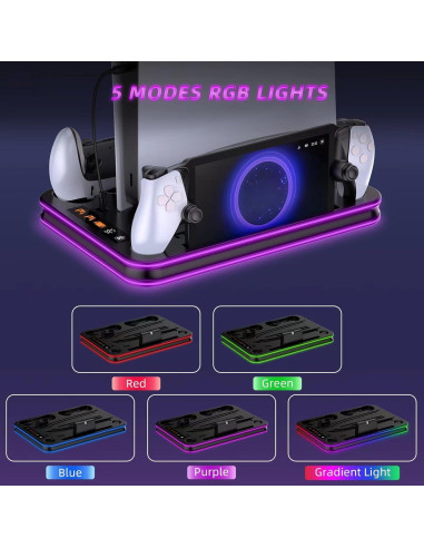 Estación de Carga y Enfriamiento PS5 WUXIDIXI con Dock RGB