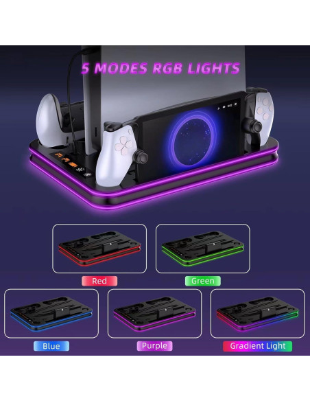 Estación de Carga y Enfriamiento PS5 WUXIDIXI con Dock RGB