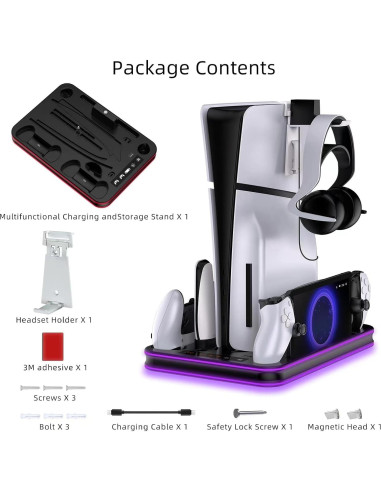Estación de Carga y Enfriamiento PS5 WUXIDIXI con Dock RGB