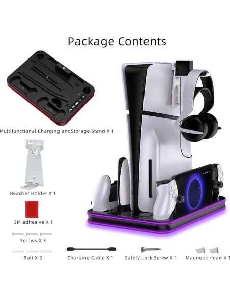 Estación de Carga y Enfriamiento PS5 WUXIDIXI con Dock RGB
