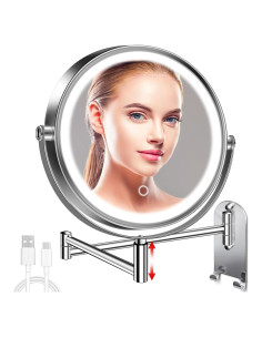 Espejo de Maquillaje Iluminado CONLWIN 22.86 cm Doble Cara 1X/10X